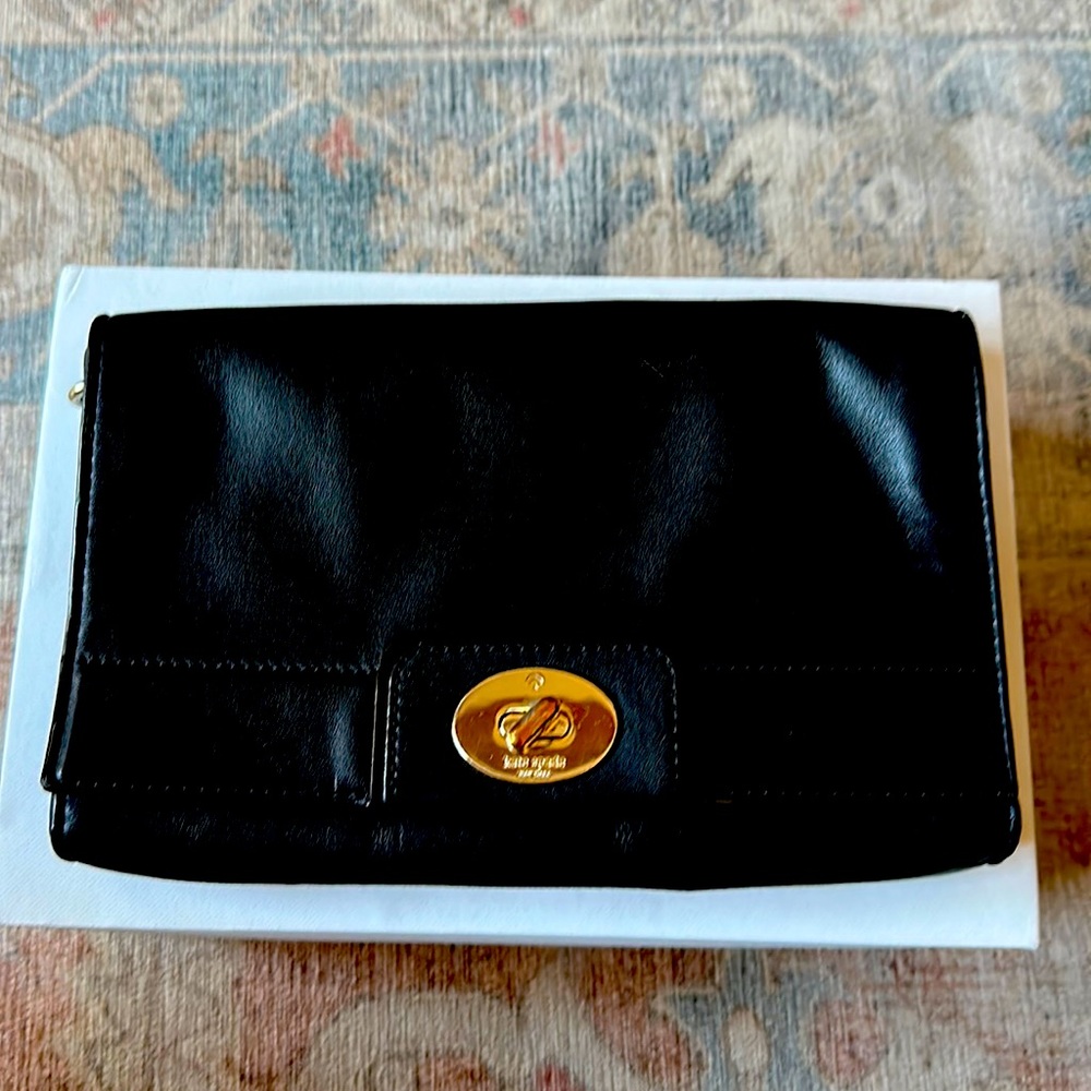Black genuine leather Kate Spade clutch